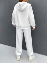 EZwear Cartoon & Slogan Graphic Drop Shoulder Hoodie & Sweatpants